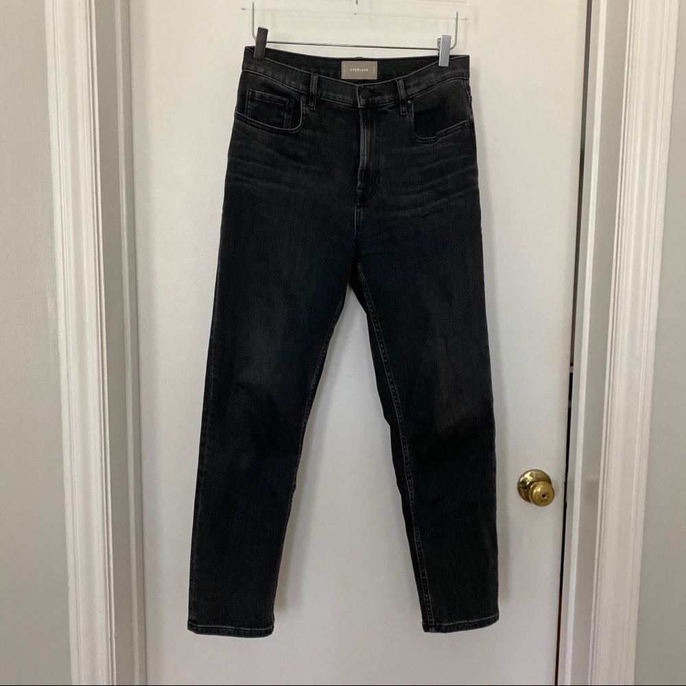 Everlane high rise straight jeans dark gray black